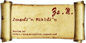 Zsupán Miklós névjegykártya